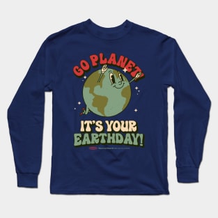 Go Planet It's Your Earth Day Retro Mascot Cute Earth Day Long Sleeve T-Shirt